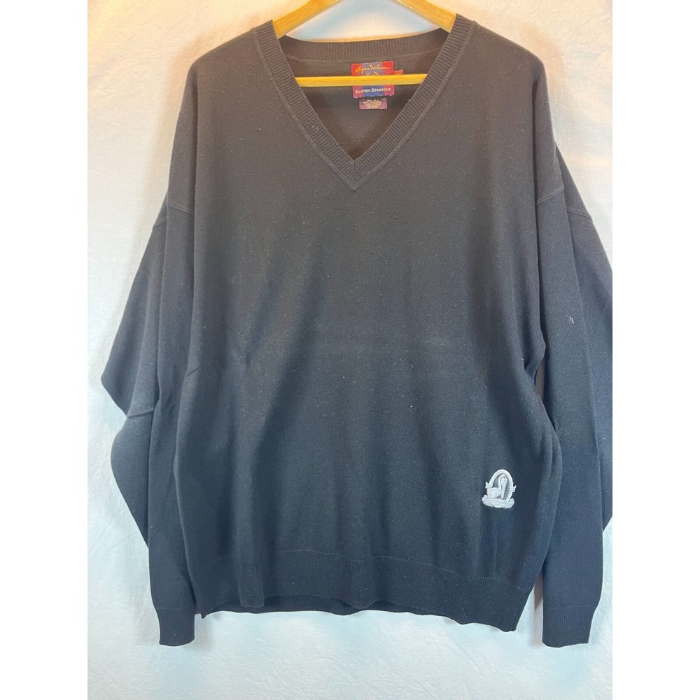 Byron Nelson‎ Eleven Straight 2XL V-neck Silk Cotton Black Sweater Pelican Logo